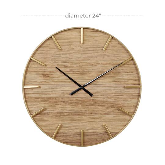 Brown Rustic Wood Wall Clock, 24" x 24"